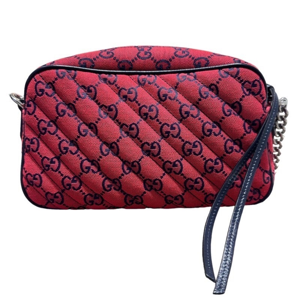 Gucci Gg Marmont Quilted Small Shoulder Bag Gg Campus Red Black View 2
